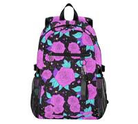OWFKAY Casual Sports Backpack with Laptop Compartment Teens Travel Rucksack College Bag for Work School Daily Roses Flower Stars