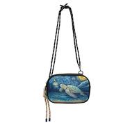 OWFKAY Cell Phone Purses Small Crossbody Bags Handbag Wallet for Women Mini Shoulder Bag Sea Turtle Seashells Moon