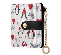 OWFKAY Christmas Penguin Leather Purses for Women Ladies Wallet Credit Card Holder RFID Blocking Small with ID Window & Zipper Coin Pocket Boys Girls