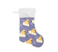 OWFKAY Christmas Stocking 18 Inches Large Duck Bath Bubble Burlap with Plush Faux Fur Cuff Stockings, for Family Holiday Xmas Party Decorations