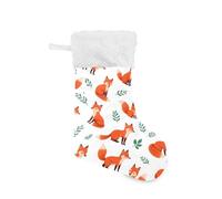 OWFKAY Christmas Stocking 18 Inches Large Fox Grass Burlap with Plush Faux Fur Cuff Stockings, for Family Holiday Xmas Party Decorations