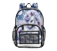 OWFKAY Clear Backpack PVC Transparent Bag See Through Bookbag for School Student Work Festival Sport Travel Ice and Snow Colt