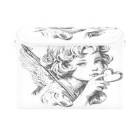 OWFKAY Containers Baskets with Lids Angel Love Fabric Foldable Storage Bins Organizer with Lid Collapsible Storage Boxes for Home Bedroom Closet Office