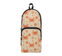 OWFKAY Crab Flower Orange Pattern Large Capacity Pencil Case 3 Compartment Pouch Pen Bag Zipper Stationery Bag for Students Office Work Stationery
