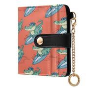 OWFKAY Crocodile Surfing Leather Purses for Women Ladies Wallet Credit Card Holder RFID Blocking Small with ID Window & Zipper Coin Pocket Boys Girls