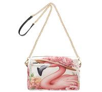OWFKAY Crossbody Bags for Women PU Leather Cross Body Shoulder Bags Messenger Handbags Adjustable Wide Strap Watercolor Flamingo