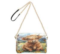 OWFKAY Crossbody Bags for Women PU Leather Cross Body Shoulder Bags Messenger Handbags Adjustable Wide Strap Sunflower Baby Highland Cow
