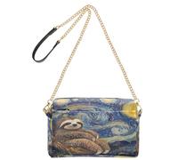 OWFKAY Crossbody Bags for Women PU Leather Cross Body Shoulder Bags Messenger Handbags Adjustable Wide Strap Sloth Starry Sky
