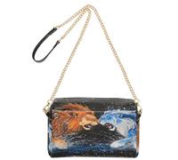 OWFKAY Crossbody Bags for Women PU Leather Cross Body Shoulder Bags Messenger Handbags Adjustable Wide Strap Two Lions Fighting