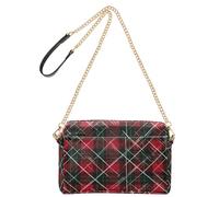 OWFKAY Crossbody Bags for Women PU Leather Cross Body Shoulder Bags Messenger Handbags Adjustable Wide Strap Red Black Green Grid Pattern