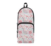 OWFKAY Cute Pink and Blue Doodle Dino Large Capacity Pencil Case 3 Compartment Pouch Pen Bag Zipper Stationery Bag for Students Office Work Stationery