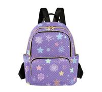 OWFKAY Cute Purple Star Snowflake Small Backpack for Women Rucksack Mini Girls School Bag Travel Anti Theft Casual