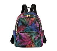 OWFKAY Dark Tropical Palm Butterfly Small Backpack for Women Rucksack Mini Girls School Bag Travel Anti Theft Casual