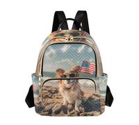 OWFKAY Dog American Flag Women's Fashion Backpacks Rucksack Bag Back Pack Ladies for Travelling Work Lightweight