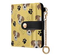 OWFKAY Dog Bones Yellow Leather Purses for Women Ladies Wallet Credit Card Holder RFID Blocking Small with ID Window & Zipper Coin Pocket Boys Girls