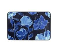 OWFKAY Doormat Welcome Door Mat-Blue Flowers Pattern,Living Room Kitchen Floor Mat Home Indoor Outdoor Decoration 60cmX40cm