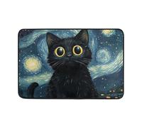 OWFKAY Doormat Welcome Door Mat-Cute Black Cat,Living Room Kitchen Floor Mat Home Indoor Outdoor Decoration 60cmX40cm