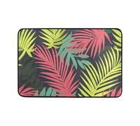 OWFKAY Doormat Welcome Door Mat,Neon Tropical Leaves Pattern,Living Room Kitchen Floor Mat Home Indoor Outdoor Decoration 24X16INCH 60cmX40cm