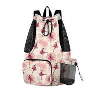 OWFKAY Drawstring Mesh Swimming Equipment Bag Sport Gym Bag Swim String Backpack Beach Surfing Ballet Dancer Mandala Pattern