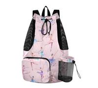 OWFKAY Drawstring Mesh Swimming Equipment Bag Sport Gym Bag Swim String Backpack Beach Surfing Colorful Ballet Dancer Pattern