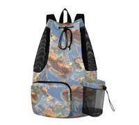 OWFKAY Drawstring Mesh Swimming Equipment Bag Sport Gym Bag Swim String Backpack Beach Surfing Seamless Pattern of Quantum Branching Deer Jumping Over Holographic Moss Path Pattern