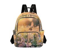 OWFKAY Flower Meadow Butterfly Small Backpack for Women Rucksack Mini Girls School Bag Travel Anti Theft Casual
