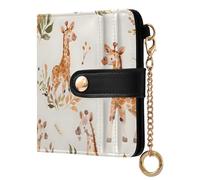 OWFKAY Giraffe Watercolor Leather Purses for Women Ladies Wallet Credit Card Holder RFID Blocking Small with ID Window & Zipper Coin Pocket Boys Girls