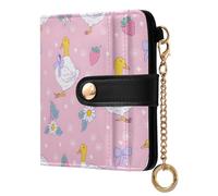 OWFKAY Goose Pink Leather Purses for Women Ladies Wallet Credit Card Holder RFID Blocking Small with ID Window & Zipper Coin Pocket Boys Girls