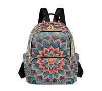 OWFKAY Green Mandala Orange Women's Fashion Backpacks Rucksack Bag Back Pack Ladies for Travelling Work Lightweight