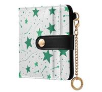 OWFKAY Green Star Leather Purses for Women Ladies Wallet Credit Card Holder RFID Blocking Small with ID Window & Zipper Coin Pocket