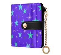 OWFKAY Green Star Leather Purses for Women Ladies Wallet Credit Card Holder RFID Blocking Small with ID Window & Zipper Coin Pocket Boys Girls