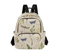 OWFKAY Handwritten Herb Dragonfly Small Backpack for Women Rucksack Mini Girls School Bag Travel Anti Theft Casual
