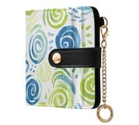 OWFKAY Helix Green Blue Leather Purses for Women Ladies Wallet Credit Card Holder RFID Blocking Small with ID Window & Zipper Coin Pocket