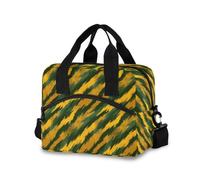 OWFKAY Insulated Lunch Bag Lunch Tote Reusable Cooler Lunchbox Handbag Bag Container with Adjustable Shoulder Strap Yellow Green Tiger Stripes