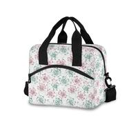 OWFKAY Insulated Lunch Bag Lunch Tote Reusable Cooler Lunchbox Handbag Bag Container with Adjustable Shoulder Strap Pink and Green Four-Leaf Clover