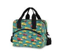 OWFKAY Insulated Lunch Bag Lunch Tote Reusable Cooler Lunchbox Handbag Bag Container with Adjustable Shoulder Strap Yellow Red Orange Truck