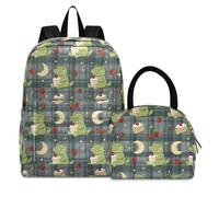 OWFKAY Kids School Backpack with Lunch Box BookBag School Bag Preschool Kindergarten Toddler Alligator Cake