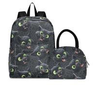 OWFKAY Kids School Backpack with Lunch Box BookBag School Bag Preschool Kindergarten Toddler Black Panther