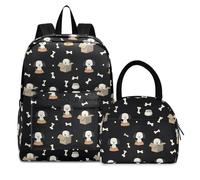 OWFKAY Kids School Backpack with Lunch Box BookBag School Bag Preschool Kindergarten Toddler Dog Bone Box