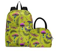 OWFKAY Kids School Backpack with Lunch Box BookBag School Bag Preschool Kindergarten Toddler Witch Moth Mushroom