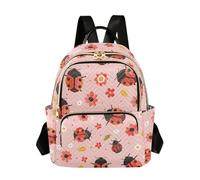 OWFKAY Ladybird Flower Pink Small Backpack for Women Rucksack Mini Girls School Bag Travel Anti Theft Casual