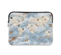 OWFKAY Laptop Case Sleeve 15-16inch,Soft Lining Padded Zipper Cover Carrying Bag for Men and Women,Animals World Map Travel Theme
