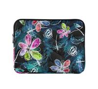 OWFKAY Laptop Case Sleeve 15-16inch，Soft Lining Padded Zipper Cover Carrying Bag for Men and Women,Abstract Art Dragonfly Flower