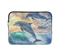 OWFKAY Laptop Case Sleeve 15-16inch,Soft Lining Padded Zipper Cover Carrying Bag for Men and Women,Beautiful Dolphins Jumped over The Waves