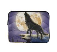 OWFKAY Laptop Case Sleeve 15-16inch，Soft Lining Padded Zipper Cover Carrying Bag for Men and Women,Howling Wolf Yellow Moon
