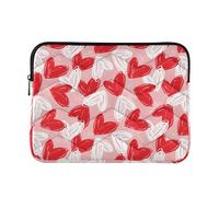 OWFKAY Laptop Case Sleeve 15-16inch，Soft Lining Padded Zipper Cover Carrying Bag for Men and Women,Valentine's Day Red White Hearts on Pink