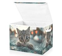 OWFKAY Large Collapsible Fabric Storage Bins with Lids 16.5*12.6*11.8in Cute Cat Broken Glass Foldable Storage Boxes Organizer Containers Baskets Cube for Shelves