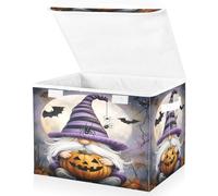 OWFKAY Large Collapsible Fabric Storage Bins with Lids 16.5*12.6*11.8in Gnome Bat Moon Foldable Storage Boxes Organizer Containers Baskets Cube for Shelves