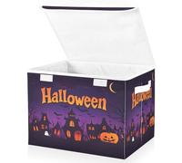 OWFKAY Large Collapsible Fabric Storage Bins with Lids 16.5*12.6*11.8in Helloween Pumpkin House Foldable Storage Boxes Organizer Containers Baskets Cube for Shelves