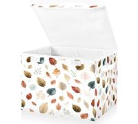 OWFKAY Large Collapsible Fabric Storage Bins with Lids 16.5*12.6*11.8in Realistic Style Maple Leaf Pattern Foldable Storage Boxes Organizer Containers Baskets Cube for Shelves